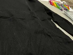 بلوز بافت کبریتی یقه ۳سانتی مشکی