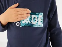 بلوز طرح اسکیت پولک دوحالته سرمه ای