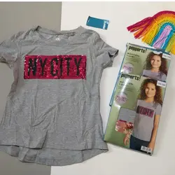 تیشرت پولک دوحالته طوسی