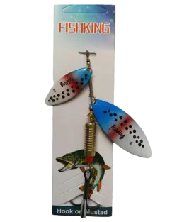 لانسه دو پلاکه خال مشکی زمینه پرچمی آبی - سفید 3+FISH KING 3H6-1-14 SIZ3 5