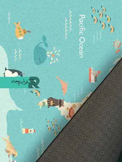 فرشینه ماشینی اتاق کودک طرح نقشه حیوانات زمین قابل سفارشی سازی