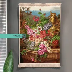 تابلوفرش ماشینی نقاشی گلدان سنگی رنگارنگ کد ۷۱