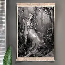 تابلوفرش ماشینی طرح تندیس دختر تاب باز