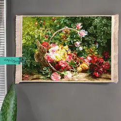 تابلوفرش ماشینی سبد گل رز رنگارنگ کد ۴۳