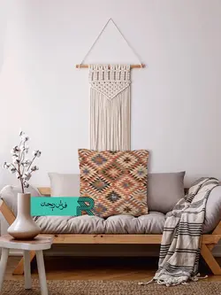 کوسن مخمل طرح مدرن طرح لوزی مسی