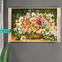 تابلوفرش سبد گل سفید