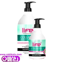 ماسک مو لایف مدل کلاژن بدون سولفات با آبکشی حجم 500میل Life