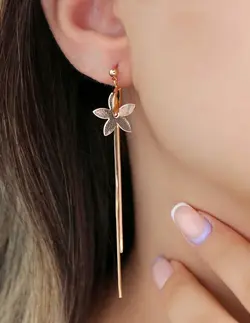 گوشواره زنانه آویز ژوپینگ مدل گل کد RS-114