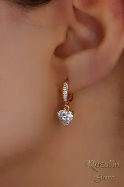 گوشواره زنانه حلقه ای ژوپینگ نگین دار کد RS-112