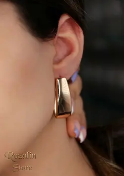 گوشواره زنانه حلقه ای ژوپینگ طرح طلا براق