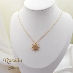 گردنبند زنانه ژوپینگ مدل خورشید طلایی بسیار درخشان