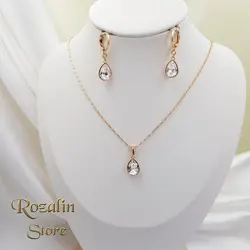 نیم ست زنانه ژوپینگ مدل اشکی نگین سواروسکی سفید