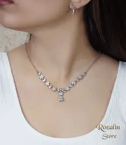 سرویس زنانه مدل جواهر نقره ای نگین دار