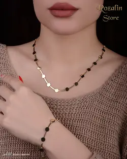 نیم ست زنانه استیل مدل پولکی طلایی