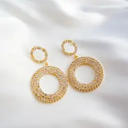 گوشواره زنانه زارا طرح دایره نگین دار کد RS-631