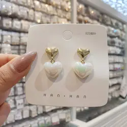 گوشواره زنانه آویز فشن مدل قلب مرواریدی