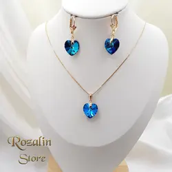 نیم ست زنانه ژوپینگ نگین سواروسکی مدل قلب رنگی