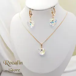 نیم ست زنانه ژوپینگ نگین سواروسکی مدل قلب رنگی