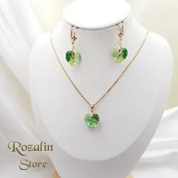 نیم ست زنانه ژوپینگ نگین سواروسکی مدل قلب رنگی