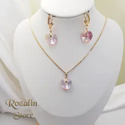 نیم ست زنانه ژوپینگ نگین سواروسکی مدل قلب رنگی