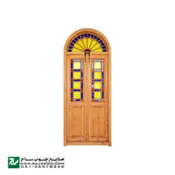 پنجره اُرُسی شیشه رنگی چوبی سنتی صنایع چوب ساج مدل W200 | پنجره اُرُسی گره چینی مشبک