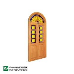 پنجره اُرُسی شیشه رنگی چوبی سنتی صنایع چوب ساج مدل W200 | پنجره اُرُسی گره چینی مشبک