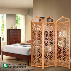 پارتیشن دستساز چوبی ، پاراوان متحرک صنایع چوب ساج مدل 502 | پارتیشن گره چینی مشبک
