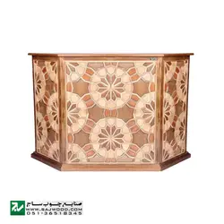 میز کانتر و پیشخوان صنایع چوب ساج مدل 317 | میز تریبون نمایشگاهی چوبی سنتی گره چینی