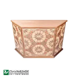 میز کانتر و پیشخوان صنایع چوب ساج مدل 317 | میز تریبون نمایشگاهی چوبی سنتی گره چینی