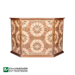میز کانتر و پیشخوان صنایع چوب ساج مدل 317 | میز تریبون نمایشگاهی چوبی سنتی گره چینی