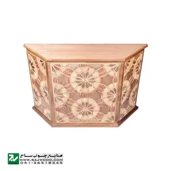 میز کانتر و پیشخوان صنایع چوب ساج مدل 317 | میز تریبون نمایشگاهی چوبی سنتی گره چینی