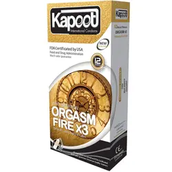 کاندوم خاردار و شیاردار کاپوت مدل Orgasm Fire X3 بسته 12 عددی