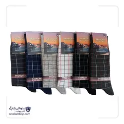 جوراب نخ هندی ساق دار مردانه | طرح چهارخانه | کد 1466