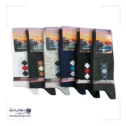 جوراب نخ هندی ساق دار مردانه | طرح اسکاج | کد 1467