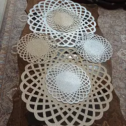 رومیزی چرمی اکلیلی گرد سه تکه جدید طرح ماهواره ای