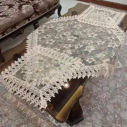 رومیزی مربع گیپور سیم دوزی سه تکه