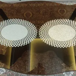 رومیزی عسلی بیضی چرم اکلیلی 40 سانتی مدل آفتابگردان
