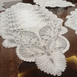 رومیزی مخمل دانتل سه تکه مدل کاج در سه رنگ