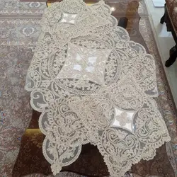 رومیزی دانتل مخمل مربع ترک سه تکه جدید مدل آنتیک در سه رنگ مختلف