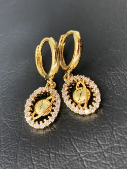 گوشواره حلقه ای طرح زحل دور نگین