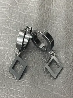 گوشواره حلقه ای طرح لوزی مشکی