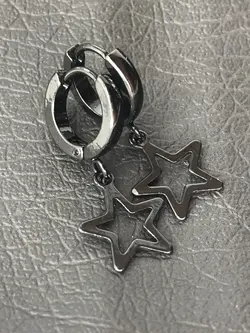 گوشواره حلقه ای مشکی طرح ستاره تو خالی