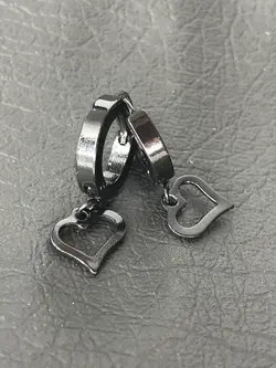 گوشواره حلقه ای طرح قلب مشکی