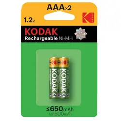 باتری نیم قلمی قابل شارژ کداک KODAK مدل Rechargeable 650 mAh بسته ۲ عددی