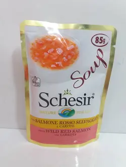 سوپ مخصوص گربه حاوی ماهی سالمون قرمز و هویج