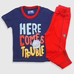 تیشرت شلوار پسرانه _ trouble ( 18 ماه تا 7 سال )