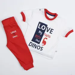 تیشرت شلوار پسرانه طرح دایناسور ( 9 تا 24 ماه )