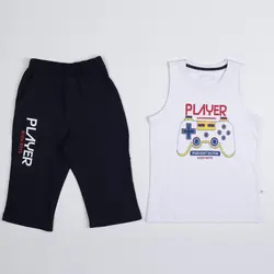 تاپ شلوارک پسرانه طرح player ( 10 تا 14 سال ) | فروشگاه لباس بچه گانه هپی لند | دخترانه | پسرانه | نوزاد | مردانه | زنانه | تخفیف | خرید اینترنتی لباس ارزان