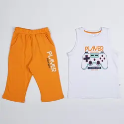 تاپ شلوارک پسرانه طرح player ( 10 تا 14 سال ) | فروشگاه لباس بچه گانه هپی لند | دخترانه | پسرانه | نوزاد | مردانه | زنانه | تخفیف | خرید اینترنتی لباس ارزان