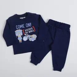 بلوز وشلوار طرح COME ON پسرانه_ست خانواده ( 9 تا 24 ماه )